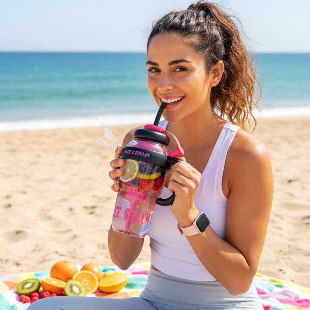 Botella Detox 1400ml con Filtro y Sorbito – Aguas Saborizadas al Instante