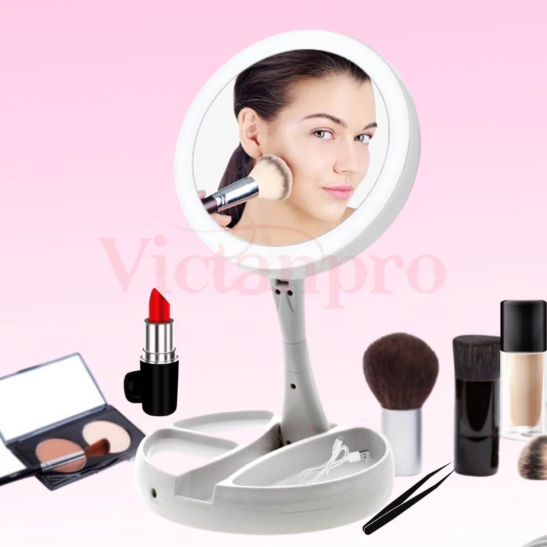 Espejo Brillo Perfecto 10X: Luz y Precisión para un Maquillaje Impecable