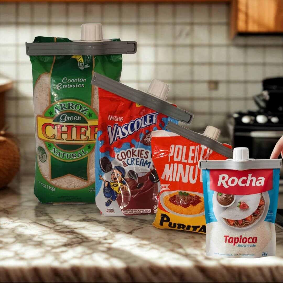 Clip Sellador Reutilizable con Tapa Vertedora📎  Conservá tus Alimentos Frescos y Secos