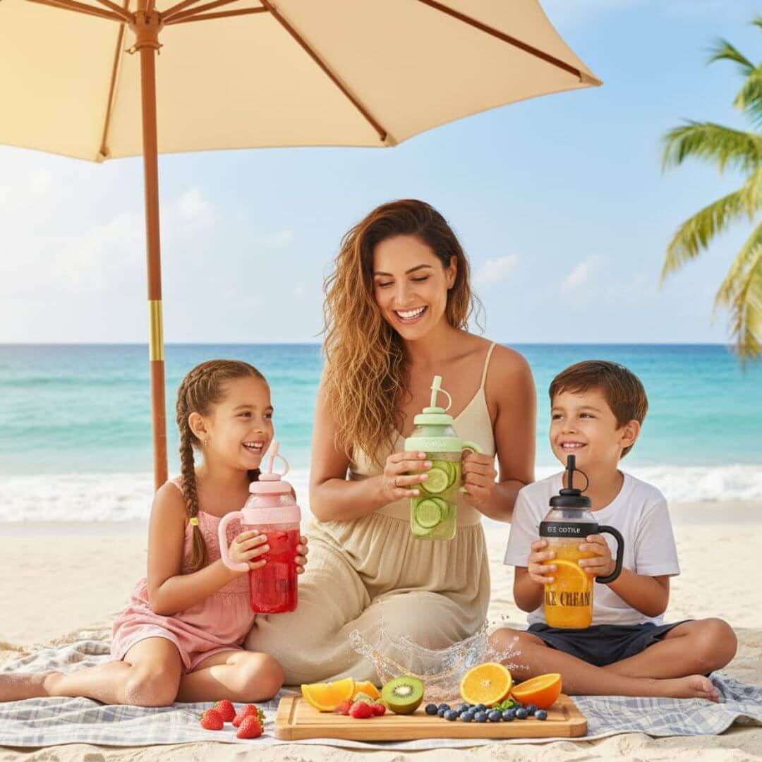 Botella Detox 1400ml con Filtro y Sorbito – Aguas Saborizadas al Instante