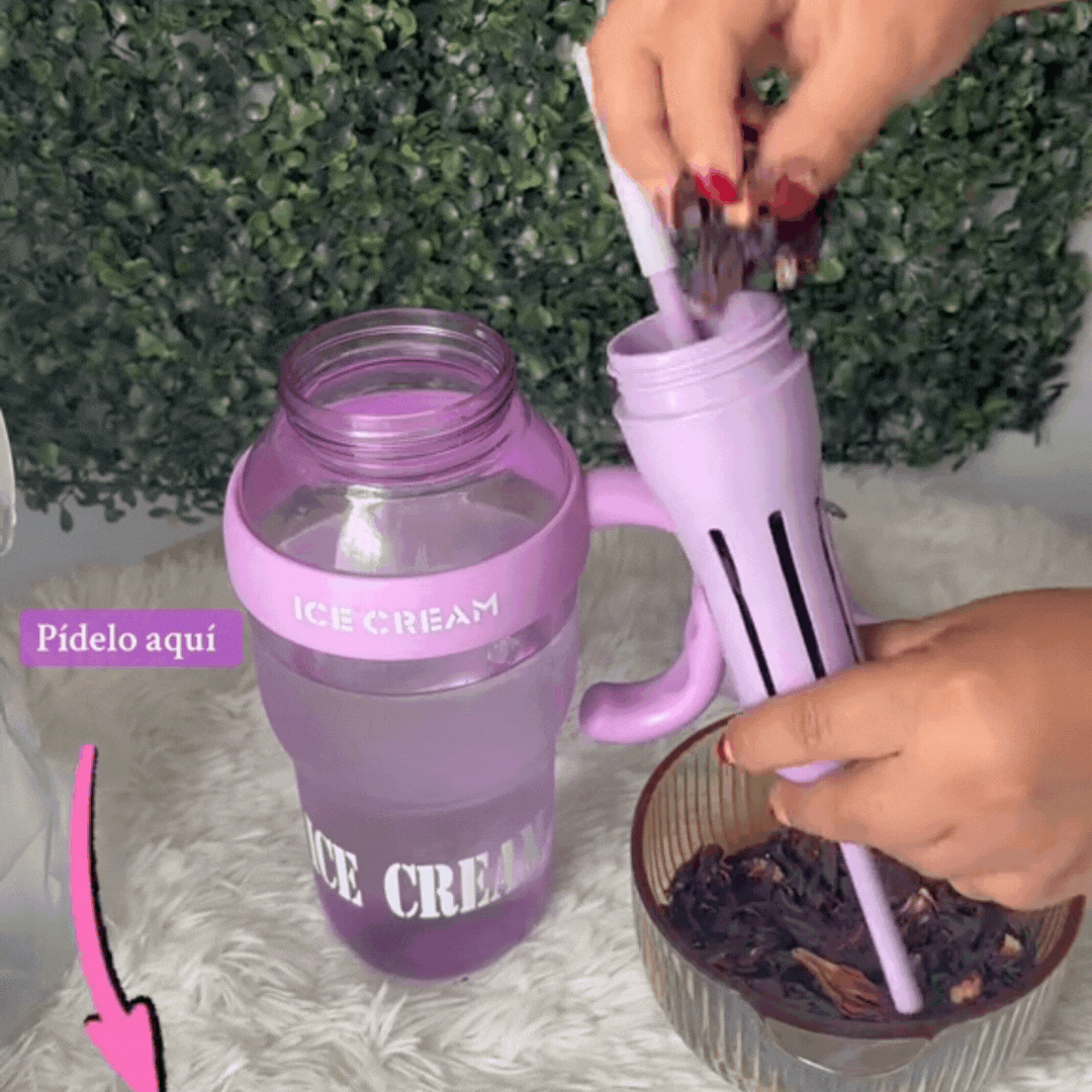 Botella Detox 1400ml con Filtro y Sorbito – Aguas Saborizadas al Instante