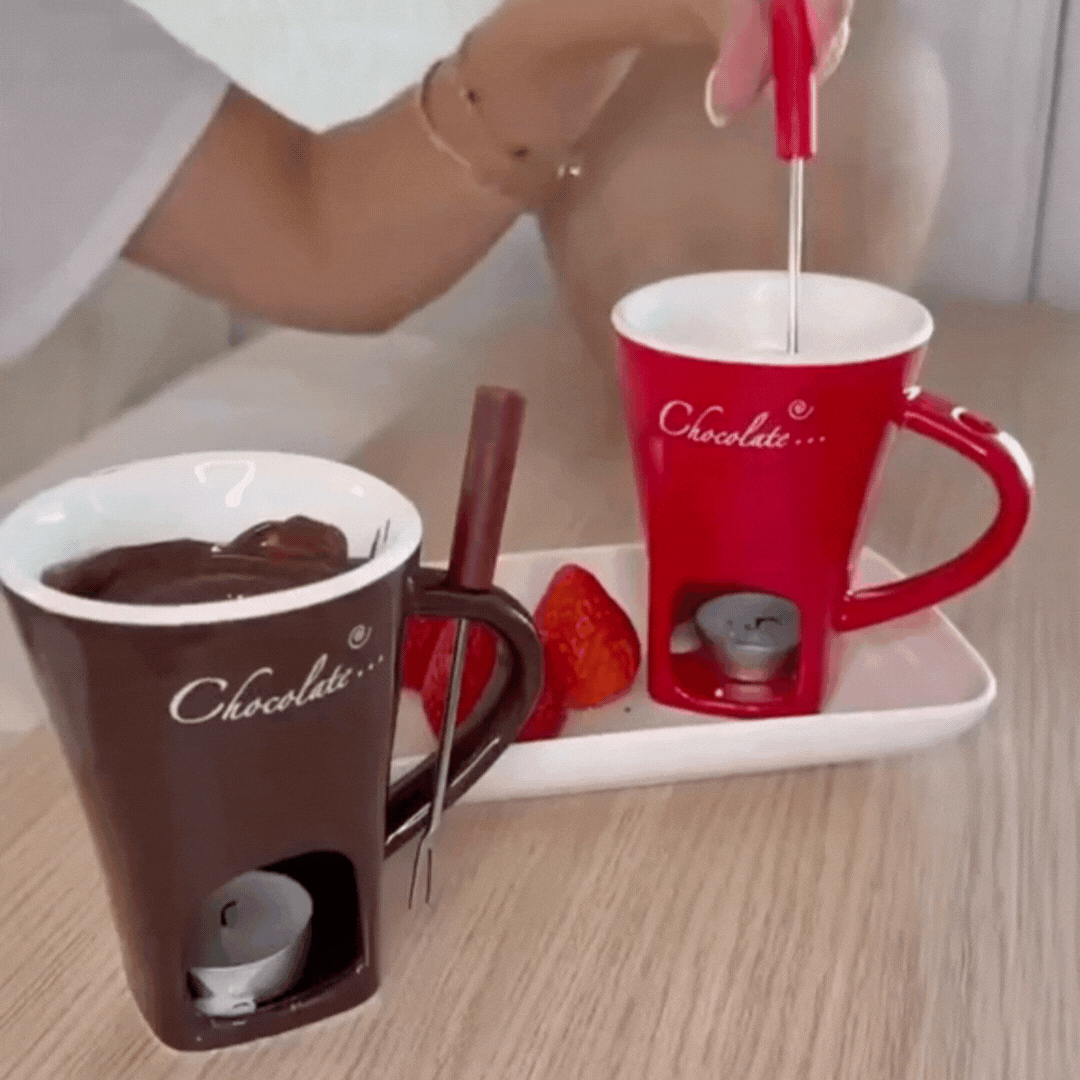 🧡 Taza Fondue  Chocolat    Momentos Dulces en Casa  😍
