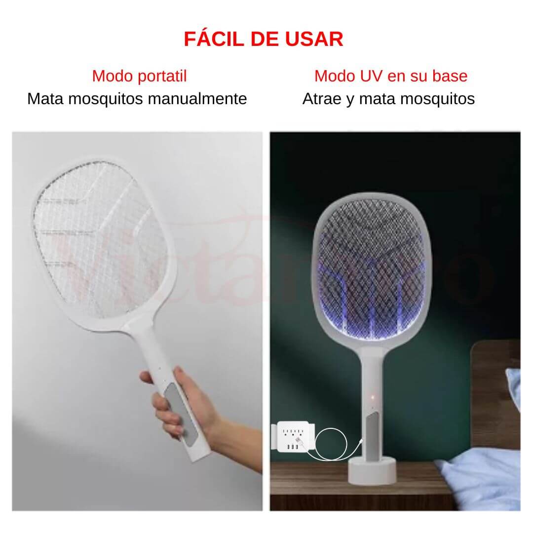 🌞 EcoRaqueta 24/7 USB Recargable 🌞 Protección Día y Noche Contra los Mosquitos 🦟⚡